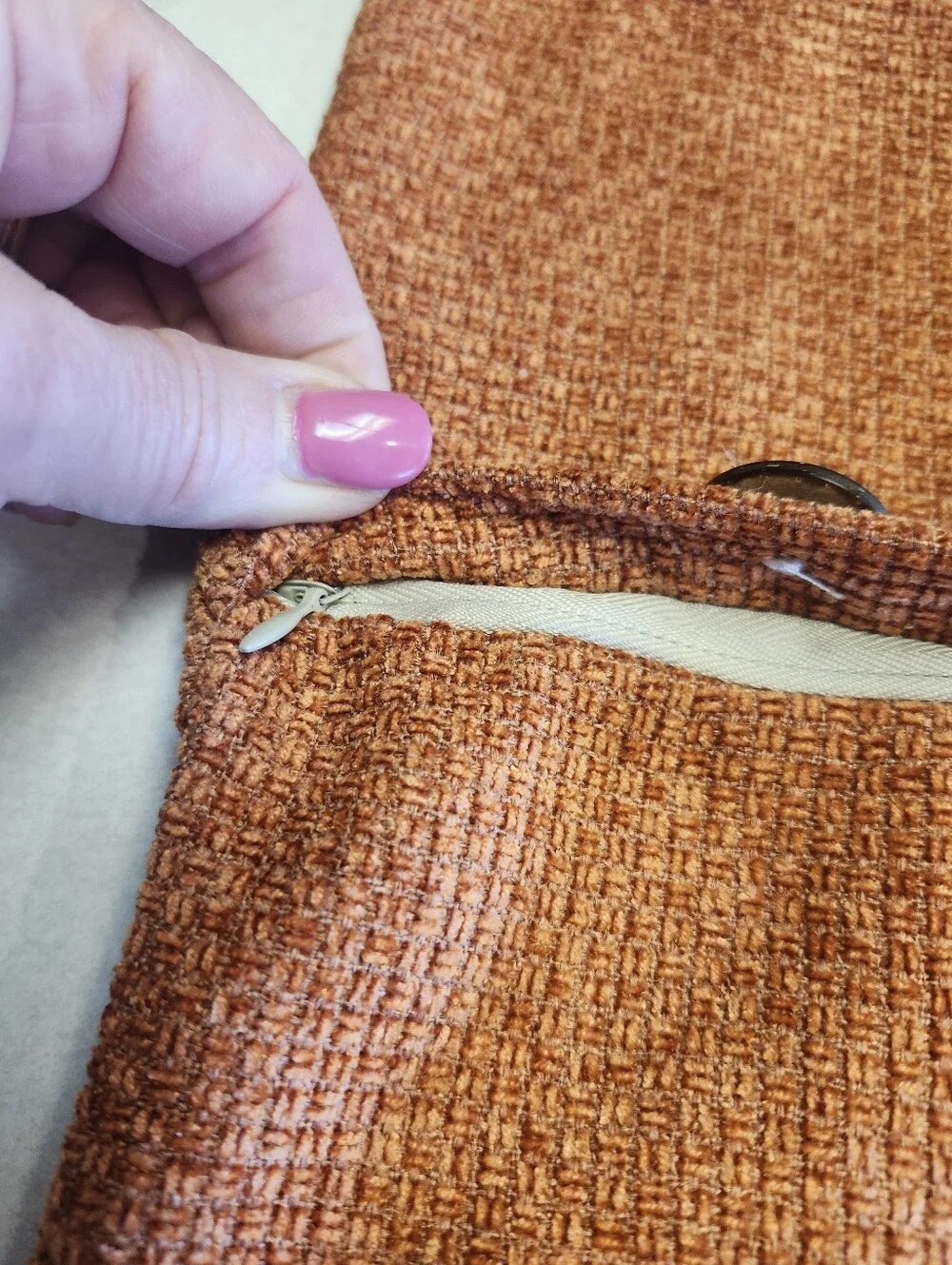 Set Of 2 Rust Orange Fall Autumn Ribbed Zipper Closure Pillow Covers, 17